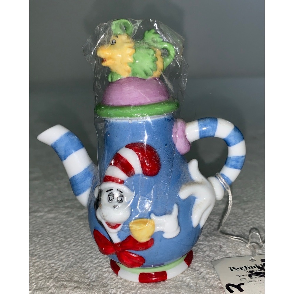 Vintage 1998 Dr Seuss Cat in the Hat Miniature Teapot Perjinkities Jim Henson